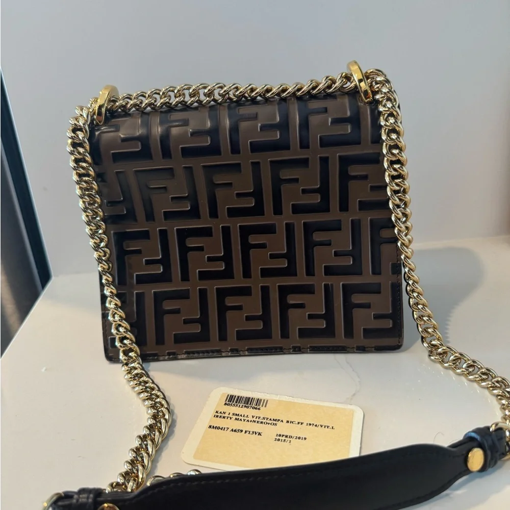 Fendi Bag- Kan U Shoulder Bag Zucca Embossed Leather Small - Picture 3 of 3